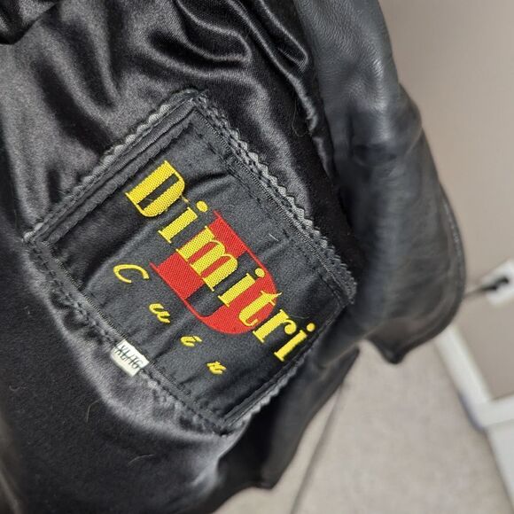 Vintage 90s Cuir Dimitri Heavy Leather Jacket 70s Style Belted Lined Women’s XL - Picture 8 of 9